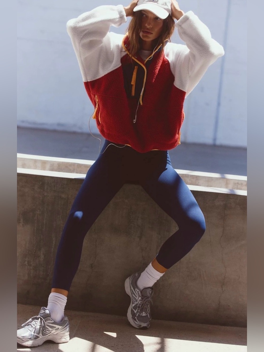 Free People Movement Hit The Slopes Colorblock Fleece Pullover S Red Sport Color - Picture 2 of 9